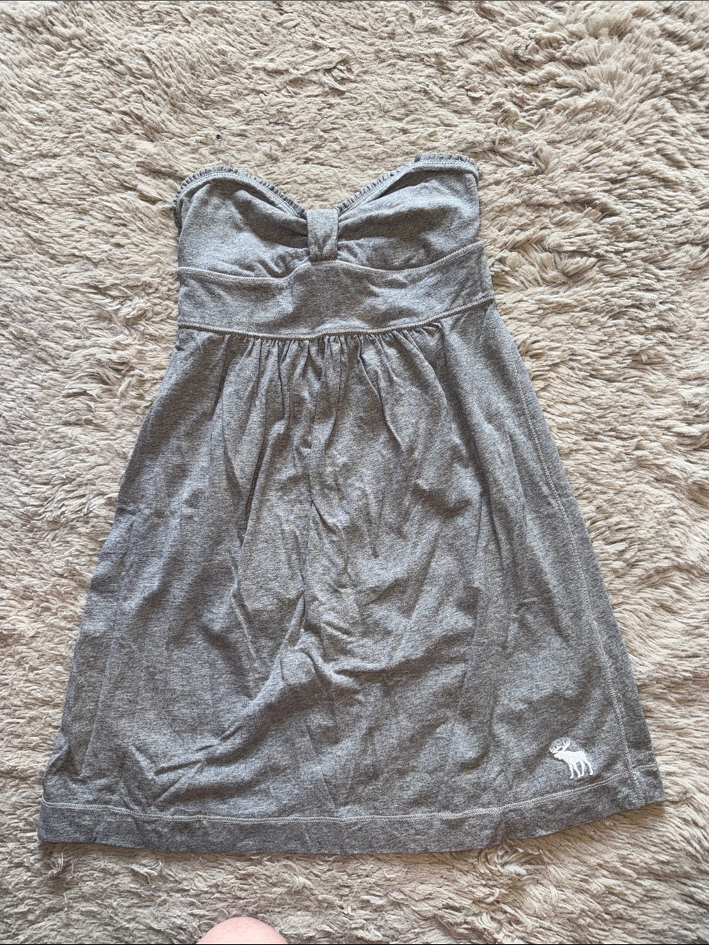 abercrombie kids Gray Strapless Bow-Front Cotton Dress
